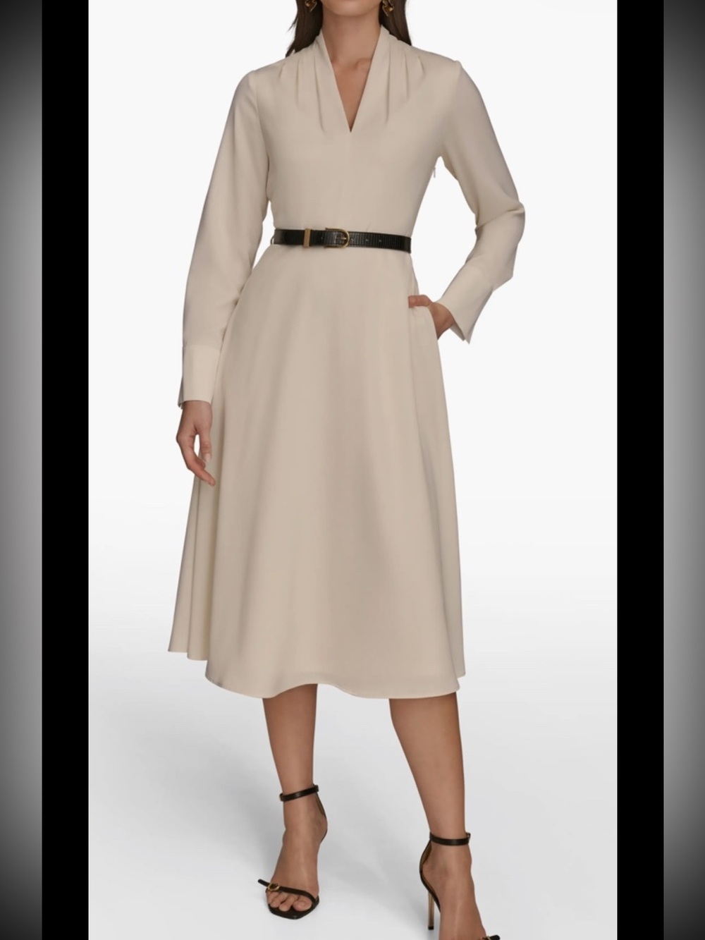 Donna Karan Satin, Belted, Midi /47” Length/ Dress, Sz 10,New WithoutTag,NoBelt